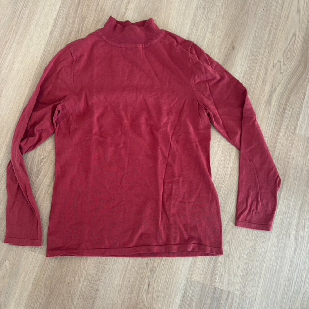** PENDLETON Mock Neck Pullover Sweater Women's Size S Cranberry Red Silk Blend